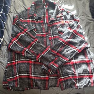 Fashion Nova Gray and Red Plaid Shirt